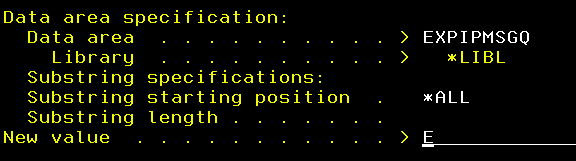 Edit data area EXPIPMSGQ in EXTOL EDI Integrator 