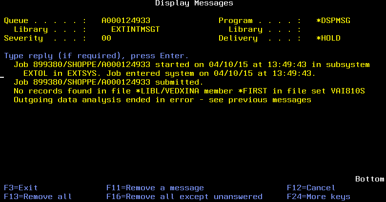 EXTOL EDI Integrator (EEI) VAI/S2K Outbound 810 Generation Error