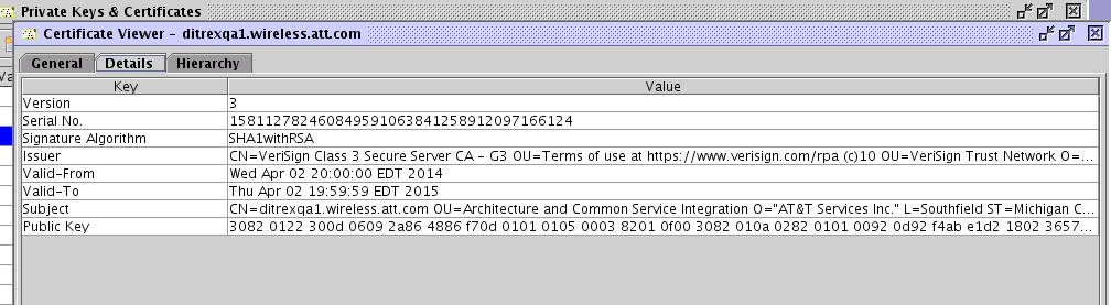 EXTOL Secure Exchange Certificate Serial Number Screenshot