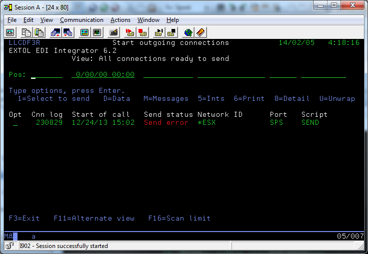 CLEO EDI Integrator Start Outgoing Connection screenshot