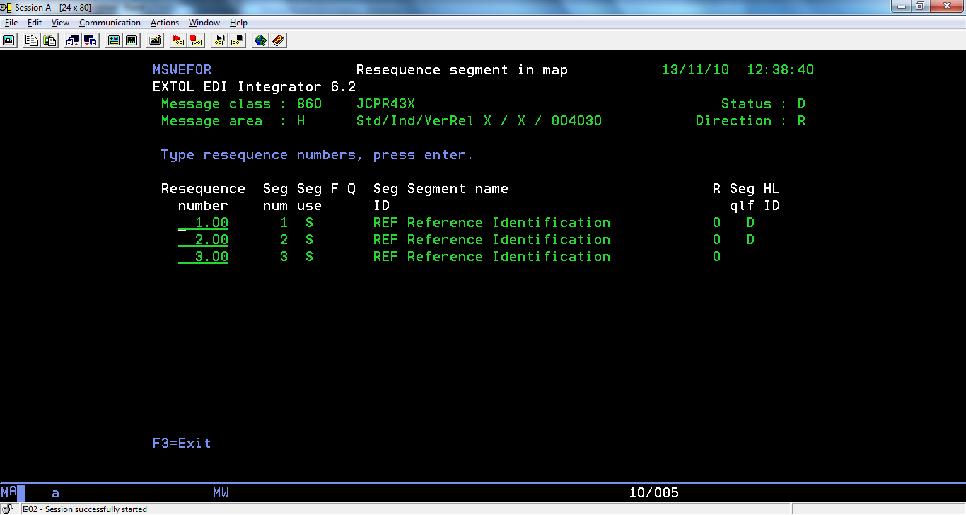 Cleo Integrator Segment Re-sequence number before update