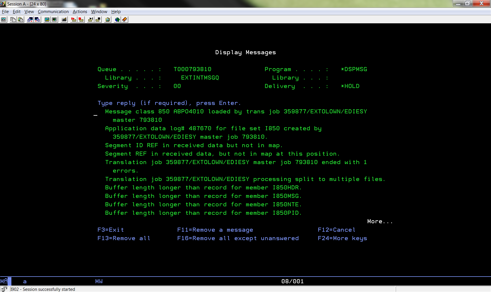 Cleo EDI Integrator (EEI) Translation Error Inbound Map Missing REF Segment screenshot