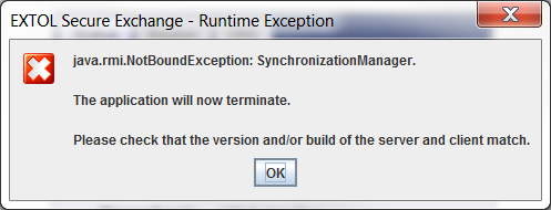 EXTOL Secure 32bit Client Unable to Connect to Server due to Synchronization Manager
