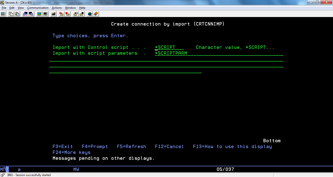 EXTOL Integrator Command Create Connection Import - CRTCNNIMP screenshot 1