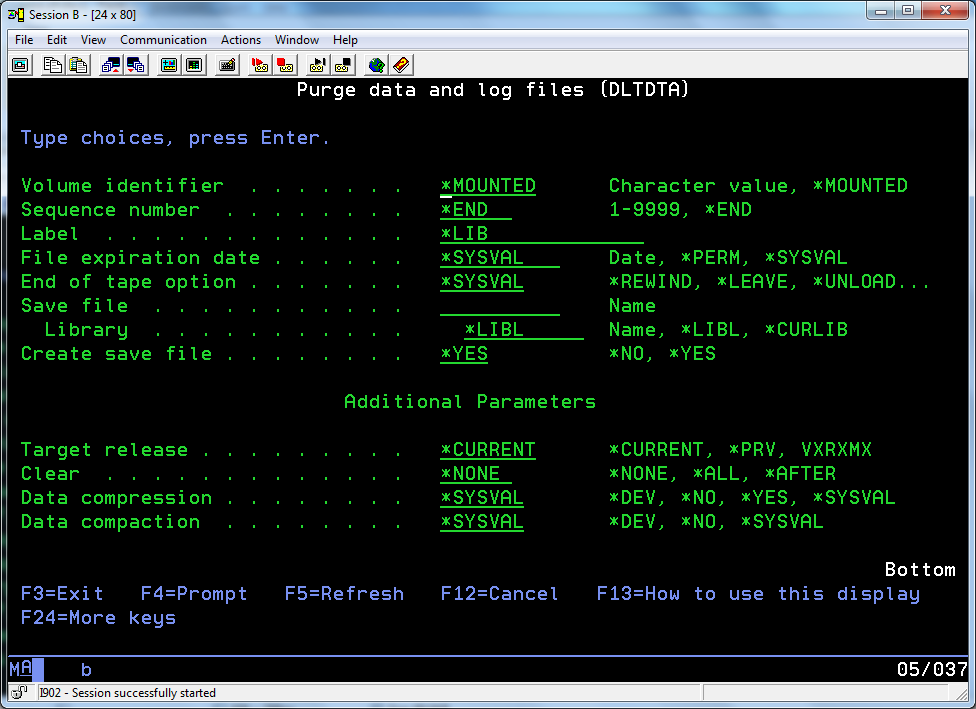CLEO Integrator Command DLTDTA Delete Data Purge data and log files screenshot 2