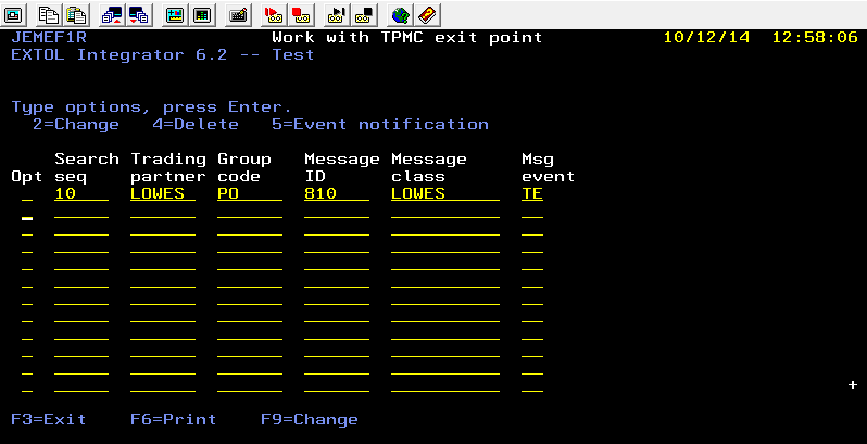 CLEO EDI Integrator (EEI) EXTTOC Create TPMC entry